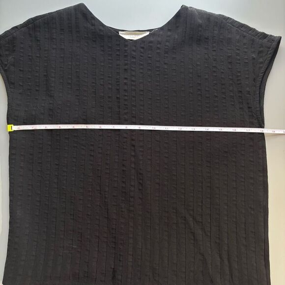 Everlane City Stripe V Neck Top Short Sleeve Pullover Black Shirt oversized - Picture 9 of 16